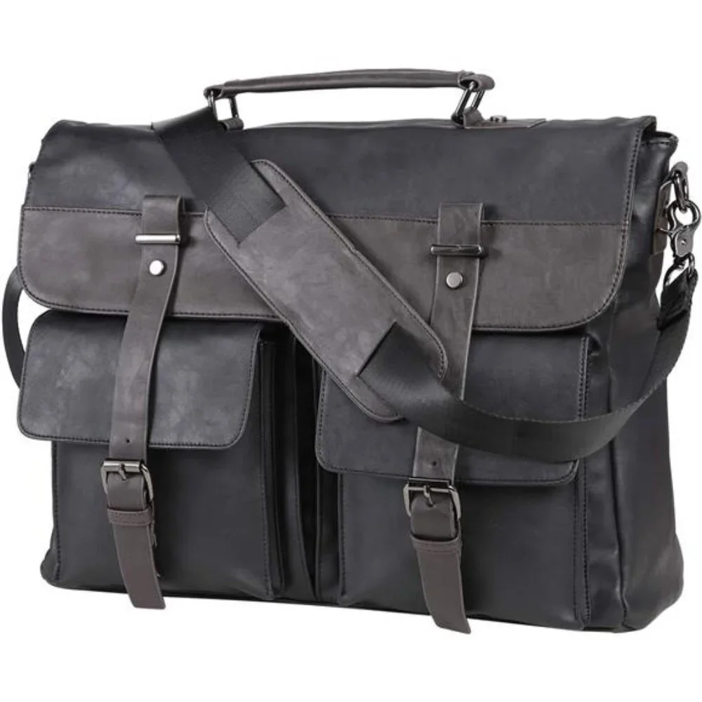 Leather Messenger Bag for Men, 15.6 Inch Vintage Laptop Bag Briefcase Satchel